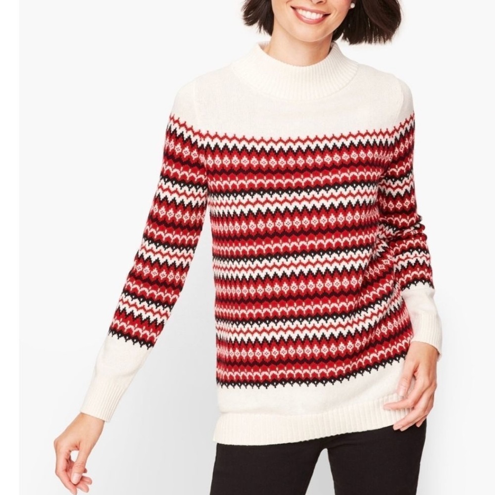 Talbots Chalet Fair Isle Women’s Holiday Christmas Wool Blend Sweater Size SP
